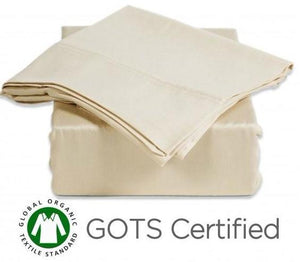 400-thread count sateen sheets are complete with 2 Pillowcases, 1 Fitted sheet, 1 Flat sheet. Made from 100% organic cotton